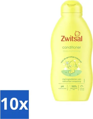 Imagen del producto de Zwitsal - Acondicionador para bebés - Cuidado suave - 200 ml - Paquete económico - 10 unidades