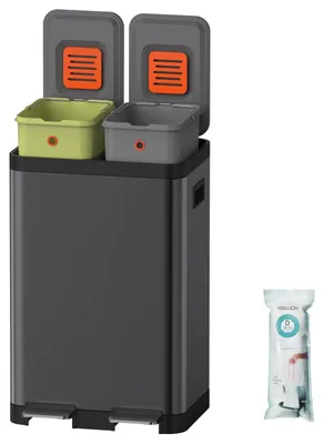 Obrázek produktu pro Solidchoice – Kontejner na odpad s dvěma oddíly pro třídění odpadu (40 litrů, černý)