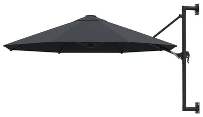 Image de Parasol à manche de 300 cm, couleur anthracite, avec 8 baleines et système à manivelle