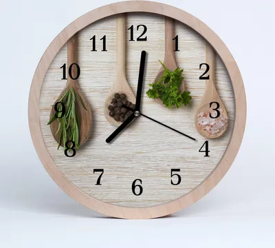 Produktbild von Holzuhr 30fi cm wanduhr - Löffel Gewürze