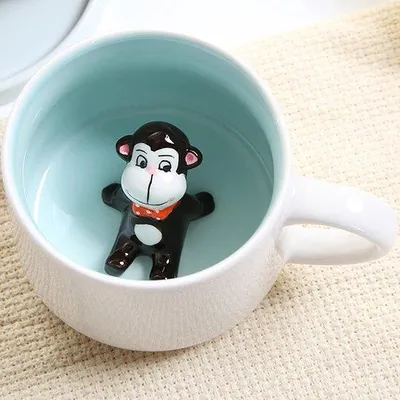 Produktbild von Keramische Kaffeetasse mit Leckermesser und Unterteller, 350 ml, Geschenk für Männer, Frauen, Jungen