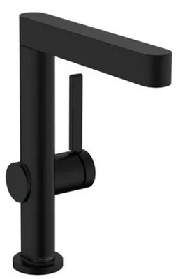Zdjęcie produktu dla Hansgrohe Finoris czarna matowa jednouchwytowa bateria umywalkowa 230 z obrotową wylewką i wciskanym odpływem, 76060670