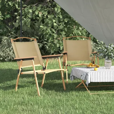Produktbild von The Living Store Campingstühle 2 Stk. Beige 54x55x78 cm Oxford-Gewebe