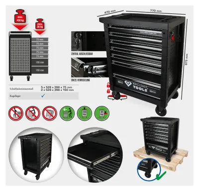 Productafbeelding van KS Tools werkbankwagen met 7 lades, leeg