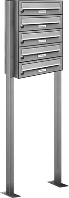 Produktbild von 5er V2A Edelstahl Standbriefkasten Anlage Freistehend
