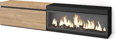 Immagine prodotto di COZY Mobile TV Soggiorno, 208x35x45cm, Per TV fino a 80, Camino elettrico XXL, Rovere e Nero