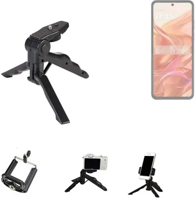 Produktbild von K-S-Trade Stativ Tisch-Ständer Dreibein Handy-Stativ Ständer kompatibel mit Motorola Razr 50 Mini-Stativ Smartphone Tripod Handy-Stativ aus Plastik