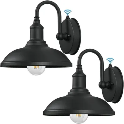 Productafbeelding van Vintage Industriële Wandverlichting met Schemersensor voor Buiten - Zwanenhals Design