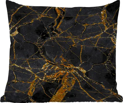 Produktbild von MuchoWow® Outdoor Kissen - Marmor - Gold - Schwarz - Glitter - 60x60 cm - Wetterfest - Lounge Kissen - Dekoration - Schlaf Kissen