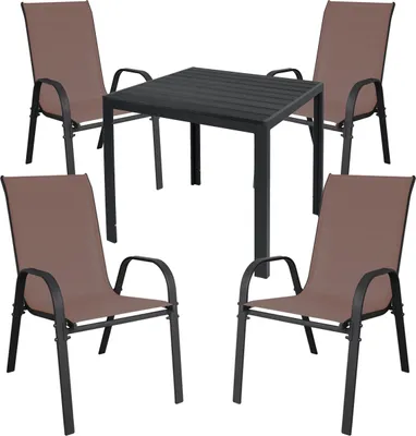 Immagine prodotto di Set da giardino Set di sedute 5 pezzi L90xL90xH74cm Non Legno Antracite