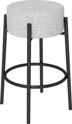 Zdjęcie produktu dla Stołek barowy – stołek barowy/kuchenny – wysokość siedziska 68 cm – tapicerowany – z podnóżkiem – metalowa rama – nowoczesny design – montaż – kolor szary