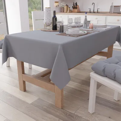 Baumwoll-Tischdecke rechteckig grau 140x450 cm 24 Plätze