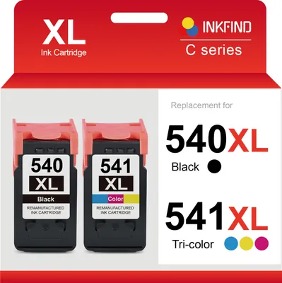 Produktbild von INKFIND 540XL 541XL Tintenpatrone kompatibel mit Canon 540 Canon540 Canon541 Canon 541 Canon PG-540 PG-540XL CL-541 CL-541XL Hohe Kapazität / 2er-Pack