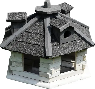 Immagine prodotto di Villa per uccelli in legno con mangiatoia e silos, casa per uccelli decorativa e resistente alle intemperie