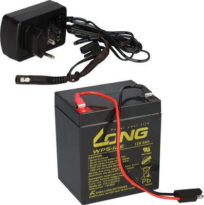 Produktbild von Kung Long Blei Akku 12V 5Ah mit Stecker + Ladegerät für Rasenmäher Akkus