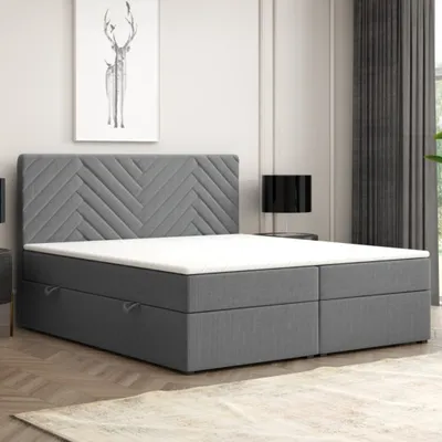 Produktbild von Boxspringbett Malibu mit Bettkasten 180x200cm Webstoff Anthrazit Bett Bettkasten
