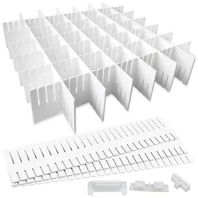 Produktbild von Schubladeneinteiler Schubladentrenner Schubladenorganizer - 16 Stück - 32,4 x 7 cm - Verstellbar - PP-Kunststoff