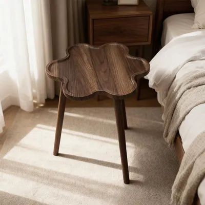 Produktbild von Beistelltisch, Sofa-Beistelltisch, Couchtisch mit Holzmaserung, kleiner Tisch, Blütenblätter-Couchtisch, Nachttisch, 40×40×49 cm  /FGHD49CJ/