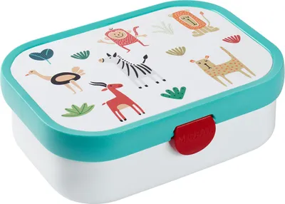 Produktbild von Mepal - Brotdose Campus - Bento Box Kinder - Brotdose mit Fächern & Gabel - Meal Prep Box mit Clip-Verschluss - BPA-frei & Spülmaschinenfest - 750 ml - Animal Friends