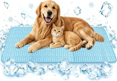 Image de Tapis rafraîchissant pour chien, tapis auto-refroidissant, 70x55 cm, bleu, tapis respirant pour animaux de compagnie, tapis rafraîchissant pour chien lavable, base antidérapante pour une utilisation à la maison