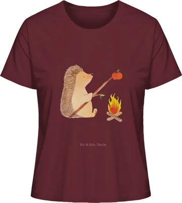 Produktbild von Mr. & Mrs. Panda Frauen T-Shirt Igel Grillen Größe L - Burgundy - Geschenk, Motivation, Ziele, Damen, Baumwoll, Arbeitslos, baumwollshirt, Spruch, Sommershirt, Oberteil