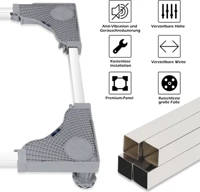 Zdjęcie produktu dla TolleTour Podstawa pod pralkę Duże akcesoria AGD Cokół Regulowana wysokość 4 nóg 40-65 cm