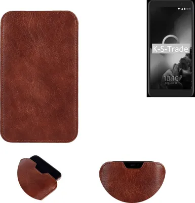 Produktbild von K-S-Trade Schutzhülle Handyhülle kompatibel mit Alcatel 1X (2019) Handytasche Kunstleder Sleeve in braun