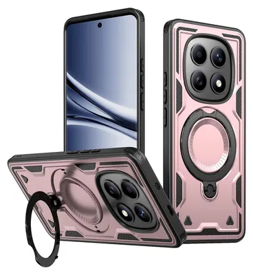Produktbild von Dual Layer Hülle für Xiaomi Redmi Note 15 5G/4G mit Ring Ständer Magnetisch Stoßfest Handyhülle Roségold