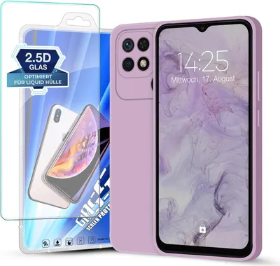 Produktbild von Hülle für Xiaomi Redmi 10C mit 9H Displayglas Displayschutz Case Cover Bumper Silikon Softgrip Schutzhülle Farbe: Lila