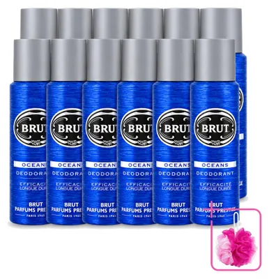 Productafbeelding van 12 x Brut Oceans Deodorant Spray - 200 ml - Voordeelverpakking - 12 stuks