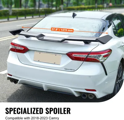 Zdjęcie produktu dla SucceBuy 57,9-calowy spojler samochodowy GT Wing, kompatybilny z Camry 2018-2023, wysokowytrzymały materiał ABS, wypalana emalia, tylny spojler do samochodów wyścigowych, błyszczący czarny