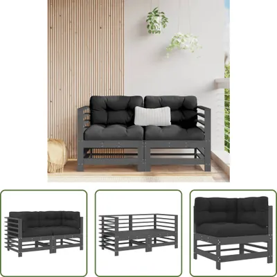 Produktbild von The Living Store Ecksofas mit Kissen 2 Stk. Grau Massivholz Kiefer