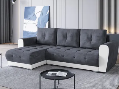 Produktbild von BroMARKT Ecksofa DOMI Schlaffunktion Bettkasten L-Form 250x151x72cm Grautöne