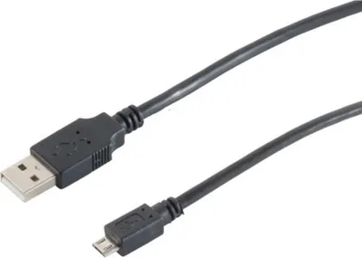 Produktbild von S/CONN 77183-HQ, 3 m, USB A, Micro-USB B, USB 2.0, 0,48 Gbit/s, Schwarz
