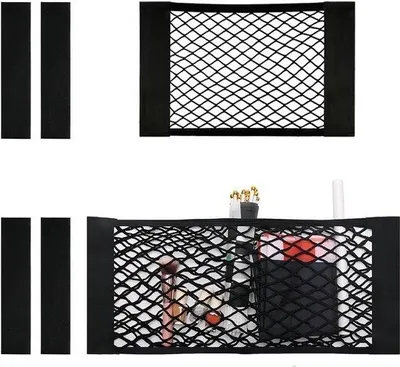 Produktbild von Famanu Kofferraumnetz Set – 2 universelle Netze – 40 x 25 cm und 60 x 25 cm – Mit Klettverschluss