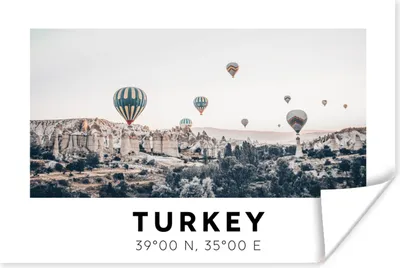 Produktbild von MuchoWow® Poster Türkei - Kappadokien - Heißluftballon - Berge 180x120 cm - Fotoplakat