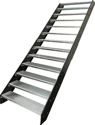 Zdjęcie produktu dla Stalowa krata podłużnicowa 13 stopni - Ocynkowane i malowane proszkowo na kolor antracytowy podłużnice - (szer. x wys. x gł.) 140 x 247 x 253 cm