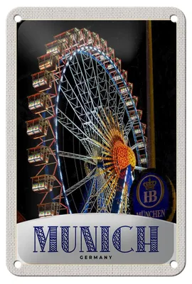 Produktbild von Blechschild Reise 12x18cm München  Riesenrad Kirmes Schild
