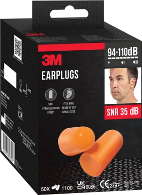 Immagine prodotto di tappi auricolari 3M™ - Valore SNR 35 dB - Schiuma morbida arancione - 50 paia 100 pezzi