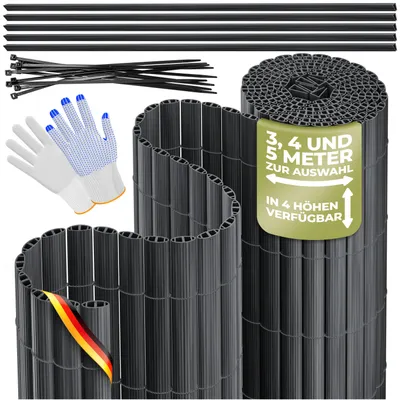 Produktbild von KESSER® PVC Sichtschutzmatte Sichtschutzzaun Balkonverkleidung Windschutz verstärkte Lamellen für Garten Balkon & Terrasse Balkonumrandung inkl Kabelbindern, Abdeckung & Handschuhe