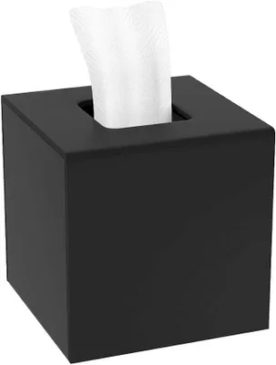 Productafbeelding van Tissue box 14x14x14 cm, acryl, zwart, magnetische deksel, voor badkamer