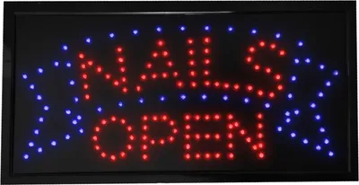 Image de Enseigne lumineuse LED, 48 x 25 cm, Nails Open