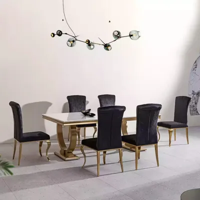 Produktbild von Designer Rechteckiger Esstisch Esszimmer Möbel Luxus Edelstahltische