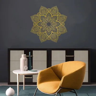 Image de Décoration murale en métal, motif mandala doré