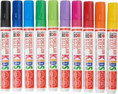 Produktbild von Marabu 0125000000084, Schwarz, Blau, Grün, Orange, Rot, Violett, Gelb, Mehrfarbig, 10 Farben, 1 mm, 3 mm, 160 °C