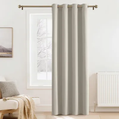 Image de Rideau thermique, protection contre le froid, rideau occultant, rideau à œillets, dimensions : 240 cm de hauteur x 140 cm de largeur, couleur naturelle