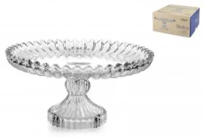 Produktbild von H&H Servierplatte "Ninfea" mit Fuß, aus Glas, 29 cm x 14,5 cm