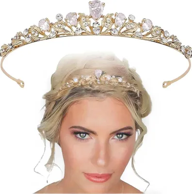 Image de Camerazar Bandeau de mariage avec couronne en or ornée de zircon cubique