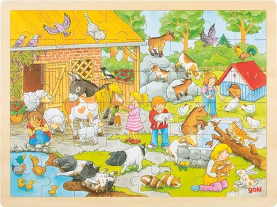 Produktbild von GOKI Holzpuzzle Kinderzoo 48 Teile