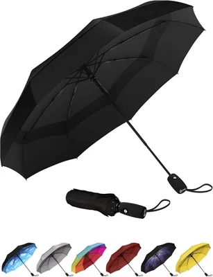 Produktbild von Winddichter Reiseschirm für Regen – einfaches automatisches Öffnen und Schließen, langlebiger und kompakter Schirm, stabiler Fiberglasrahmen, wasserdichtes Dach – Rucksack, Handtasche, tragbarer Schirm für unterwegs